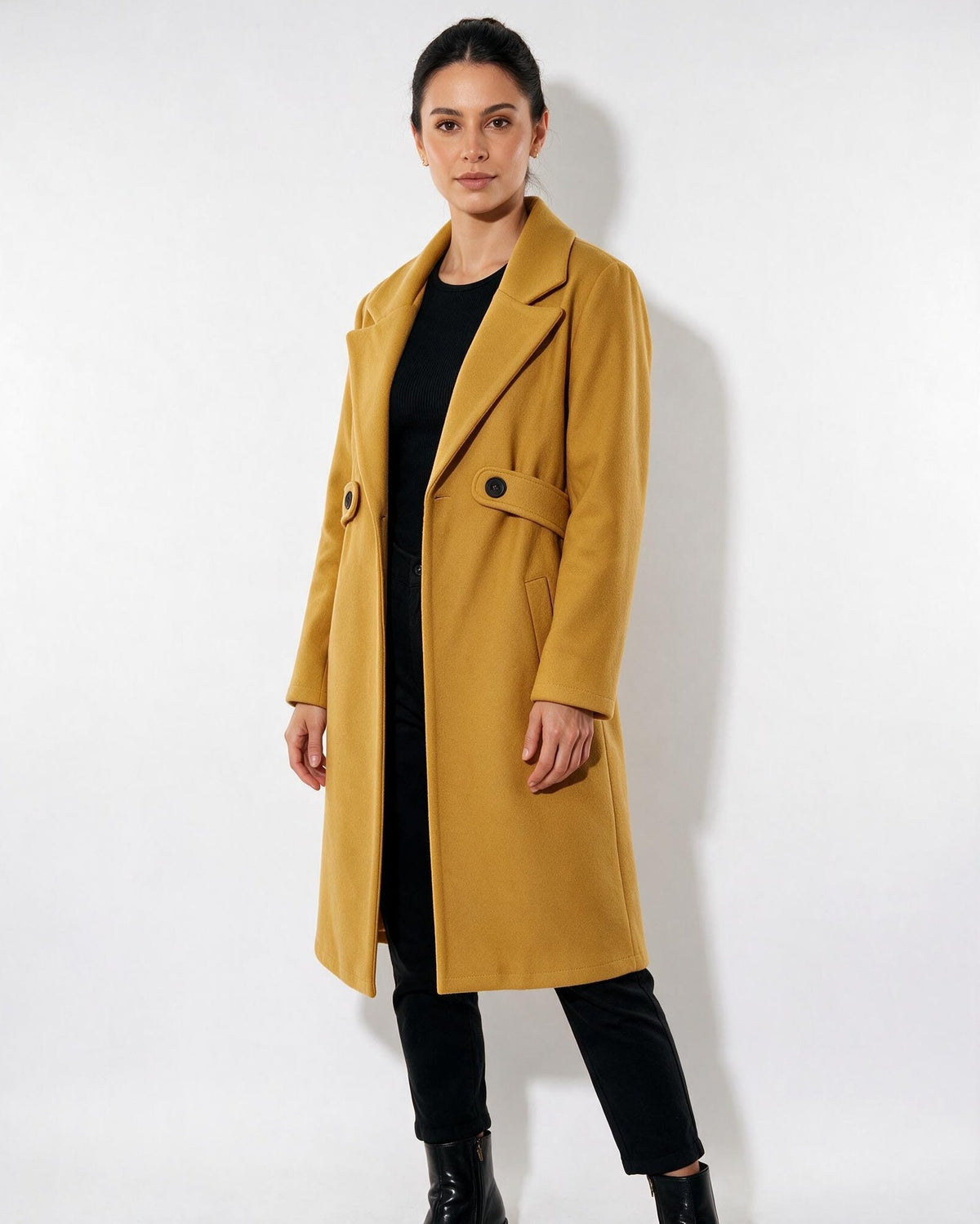 Wool Notch Lapel Tailored Longline Coat