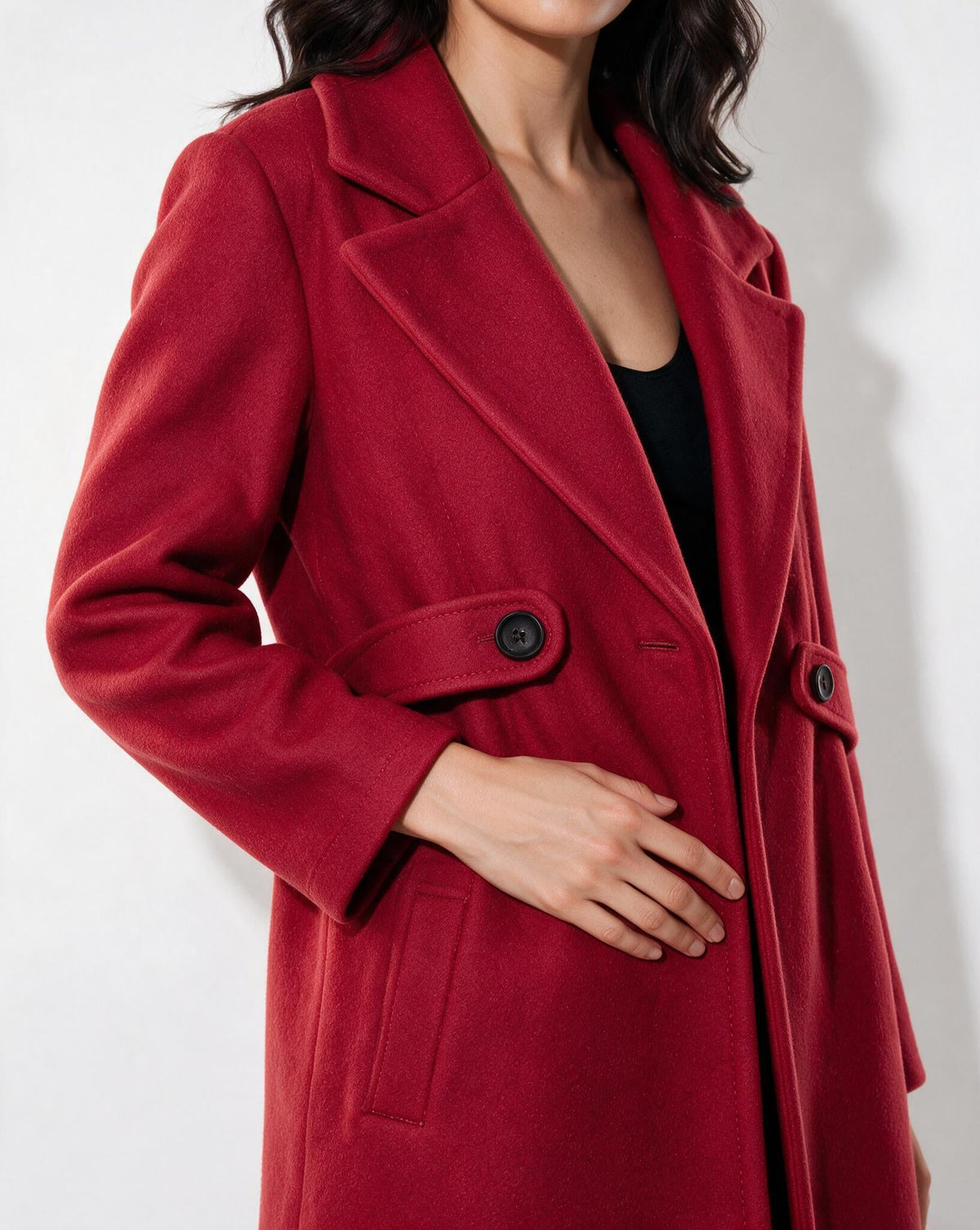 Wool Notch Lapel Tailored Longline Coat