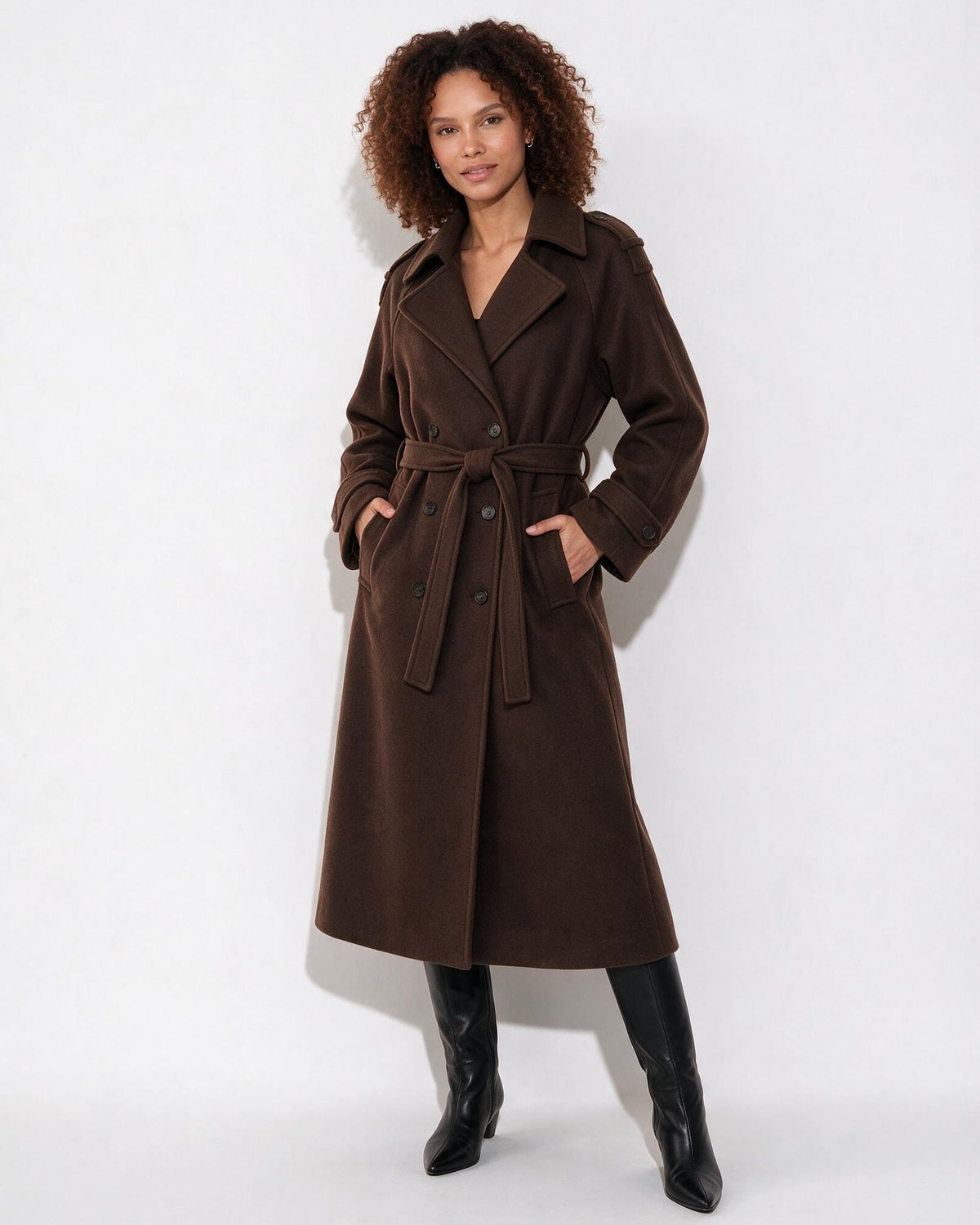 Longline Belted Double-Breasted Coat