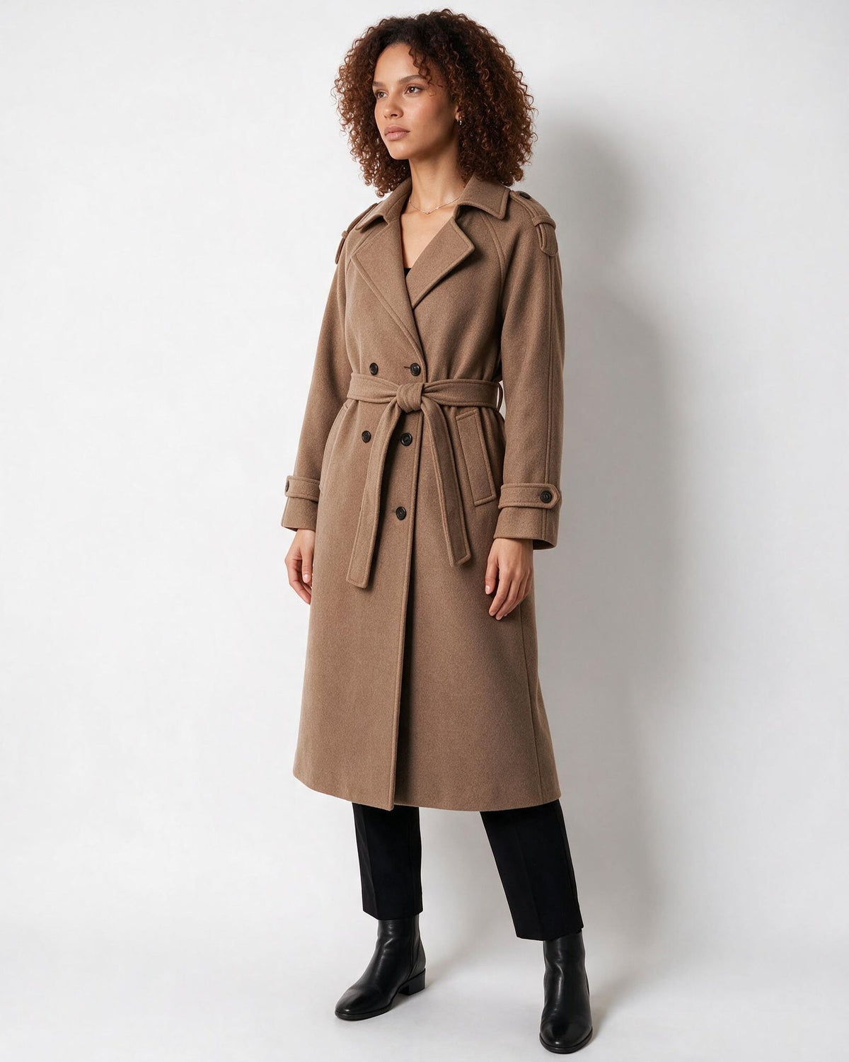Longline Belted Double-Breasted Coat