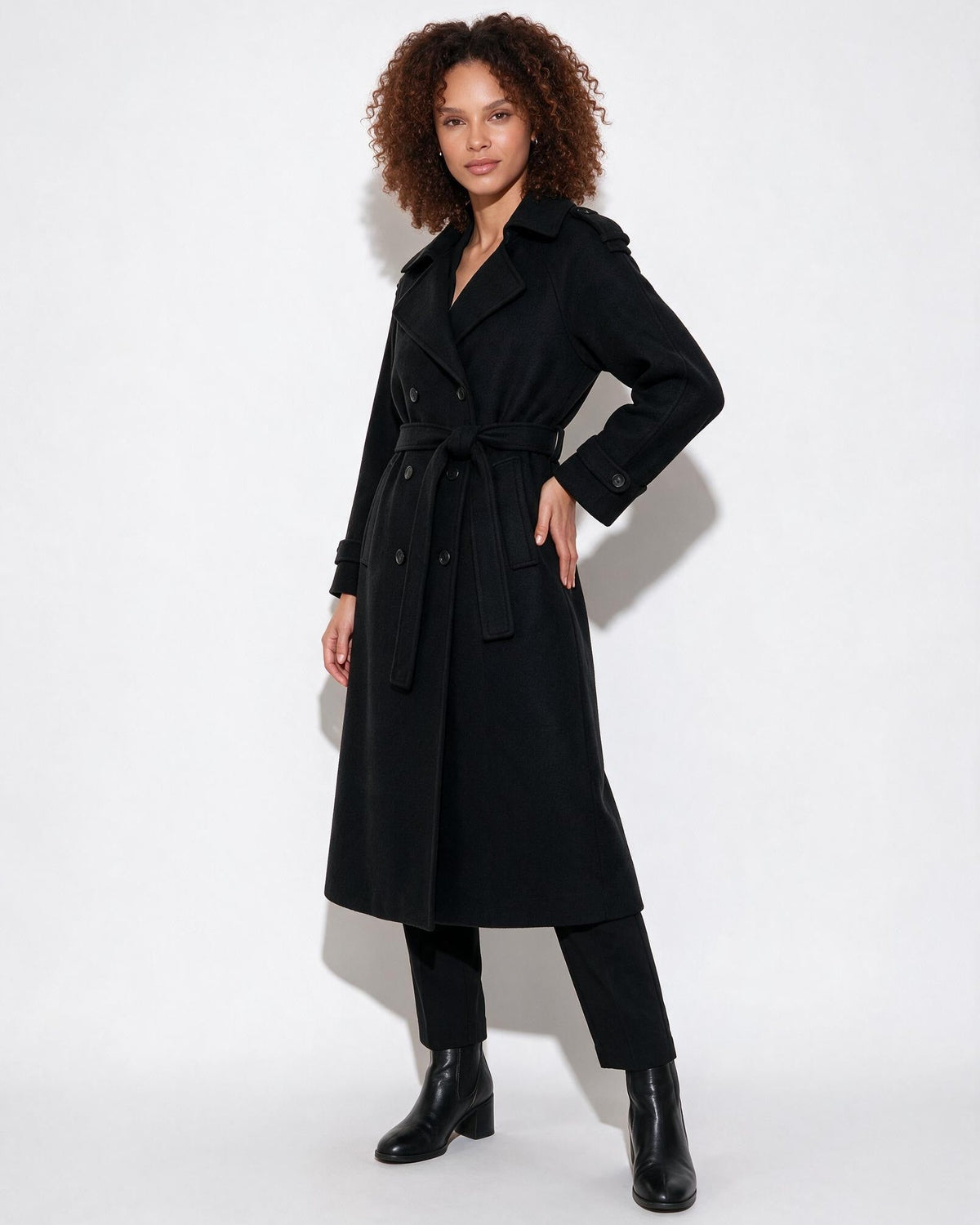 Longline Belted Double-Breasted Coat