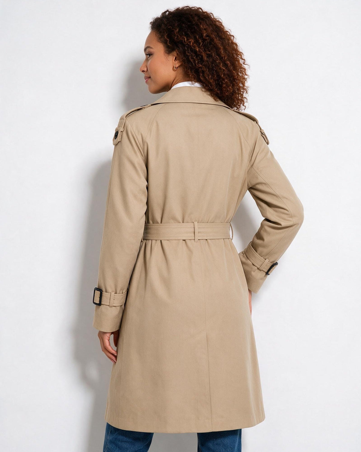 Faux-Shearling Belted Longline Coat