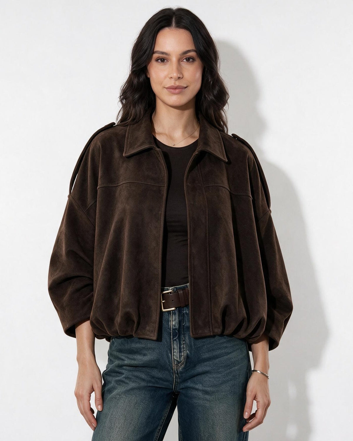 Oversized Cropped Bomber Jacket