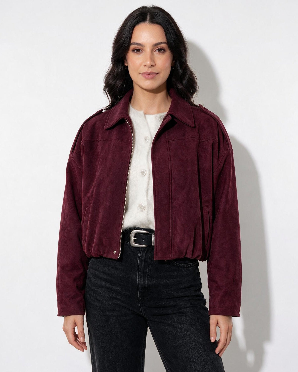 Oversized Cropped Bomber Jacket