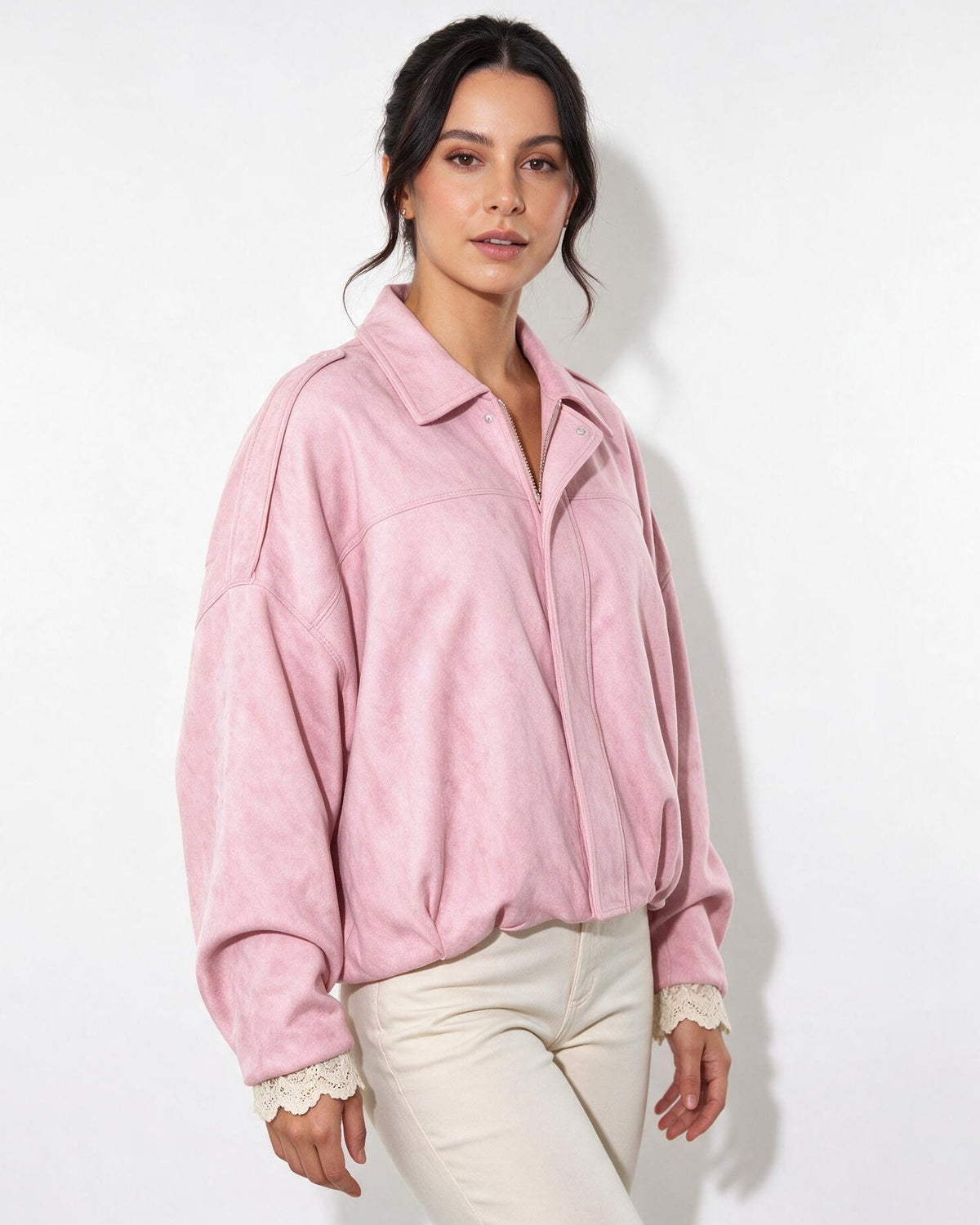 Oversized Cropped Bomber Jacket