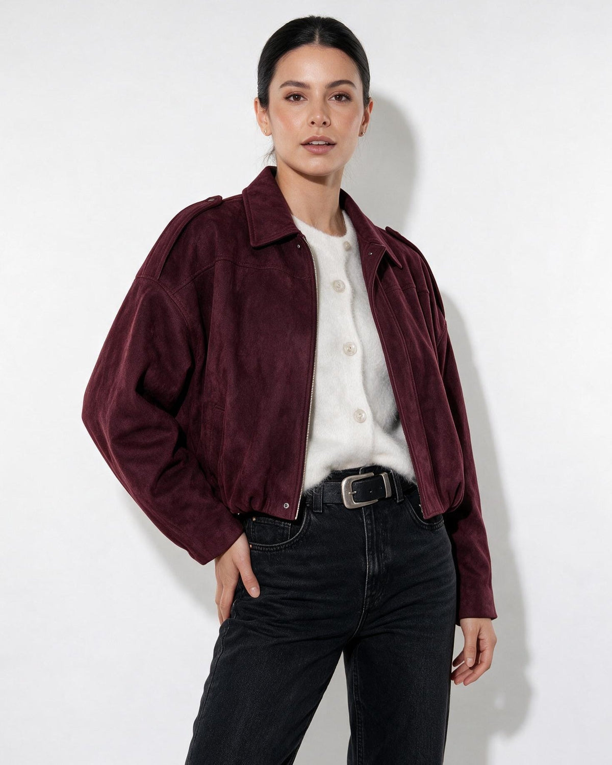 Oversized Cropped Bomber Jacket