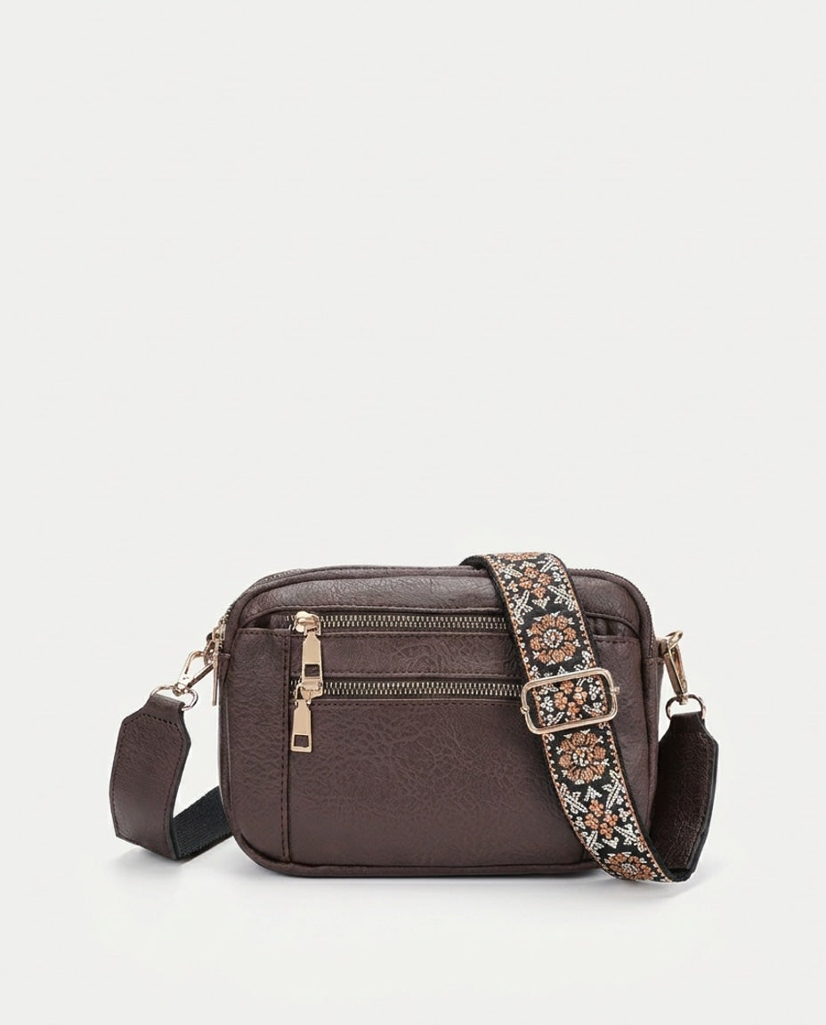 Woven-Strap Boxy Crossbody Bag