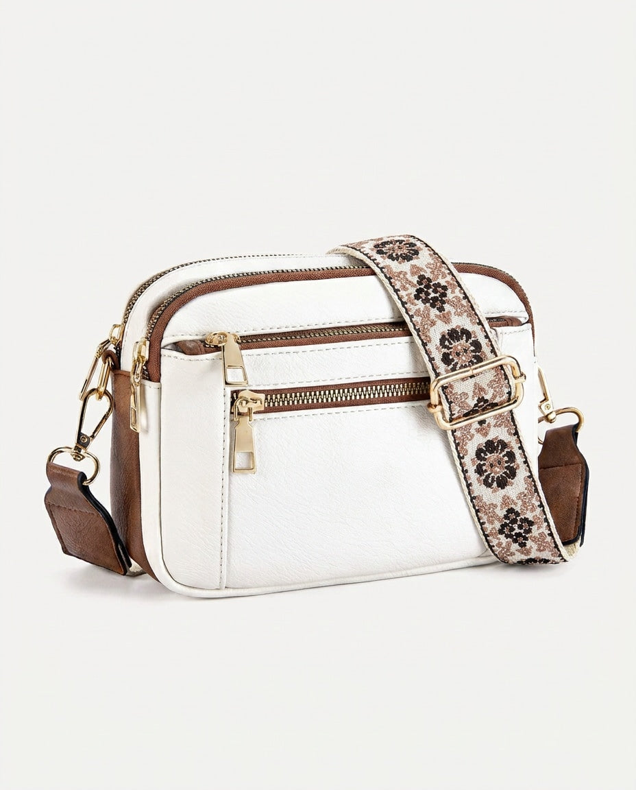 Woven-Strap Boxy Crossbody Bag