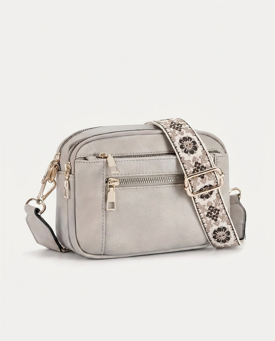 Woven-Strap Boxy Crossbody Bag
