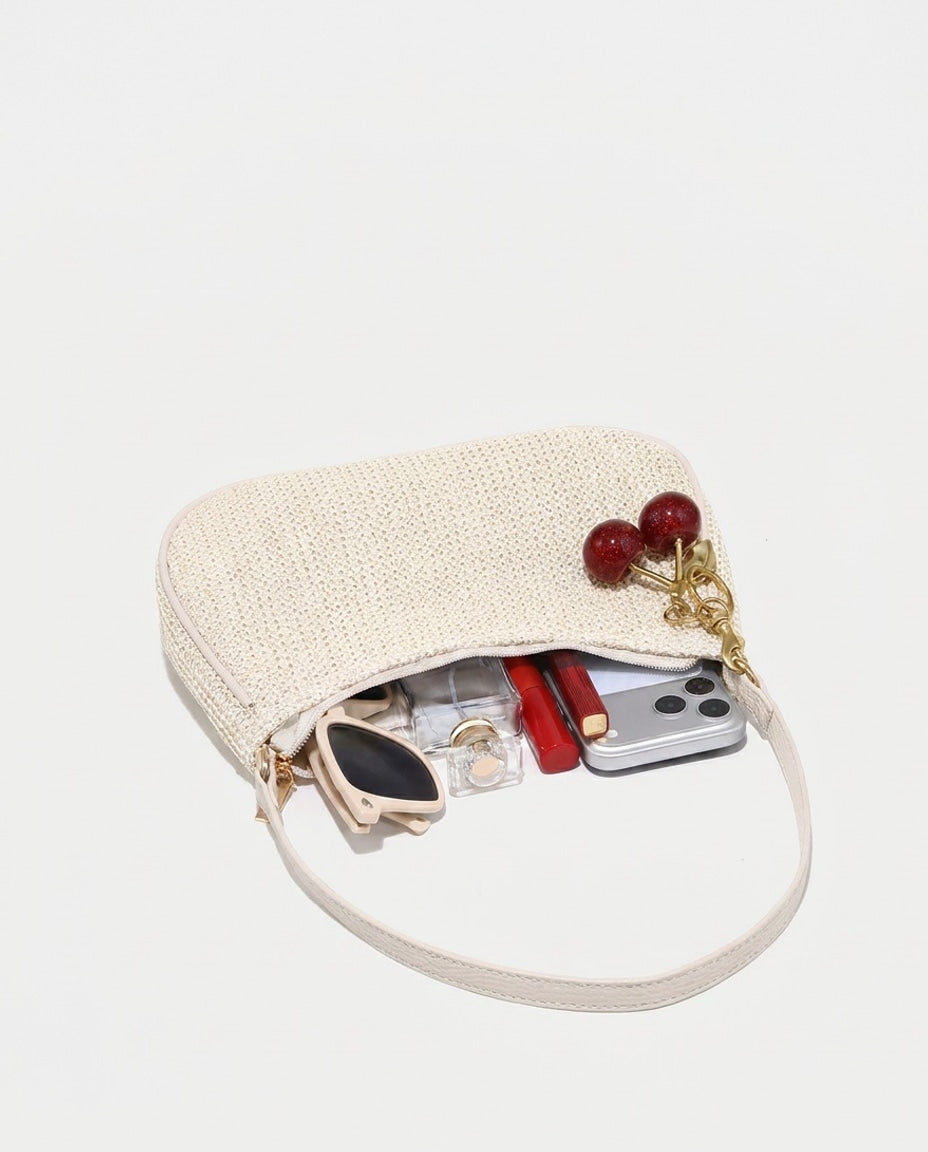 Woven Crescent Shoulder Bag