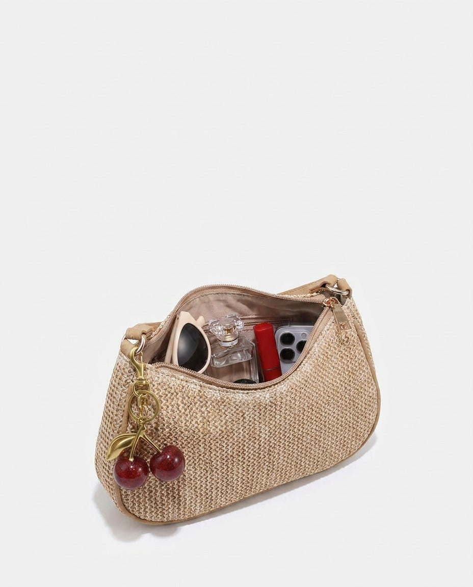 Woven Crescent Shoulder Bag