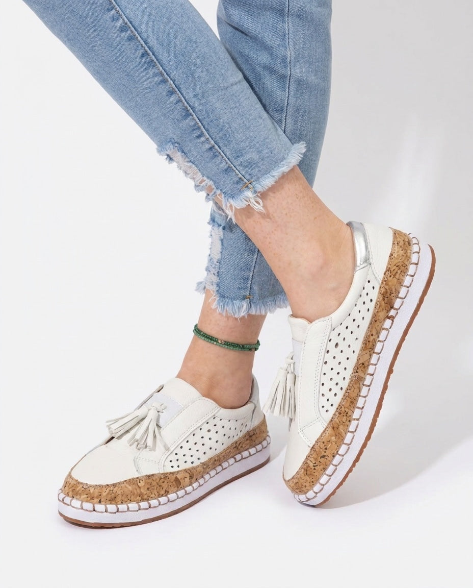 Perforated Tassel Slip-On Trainers