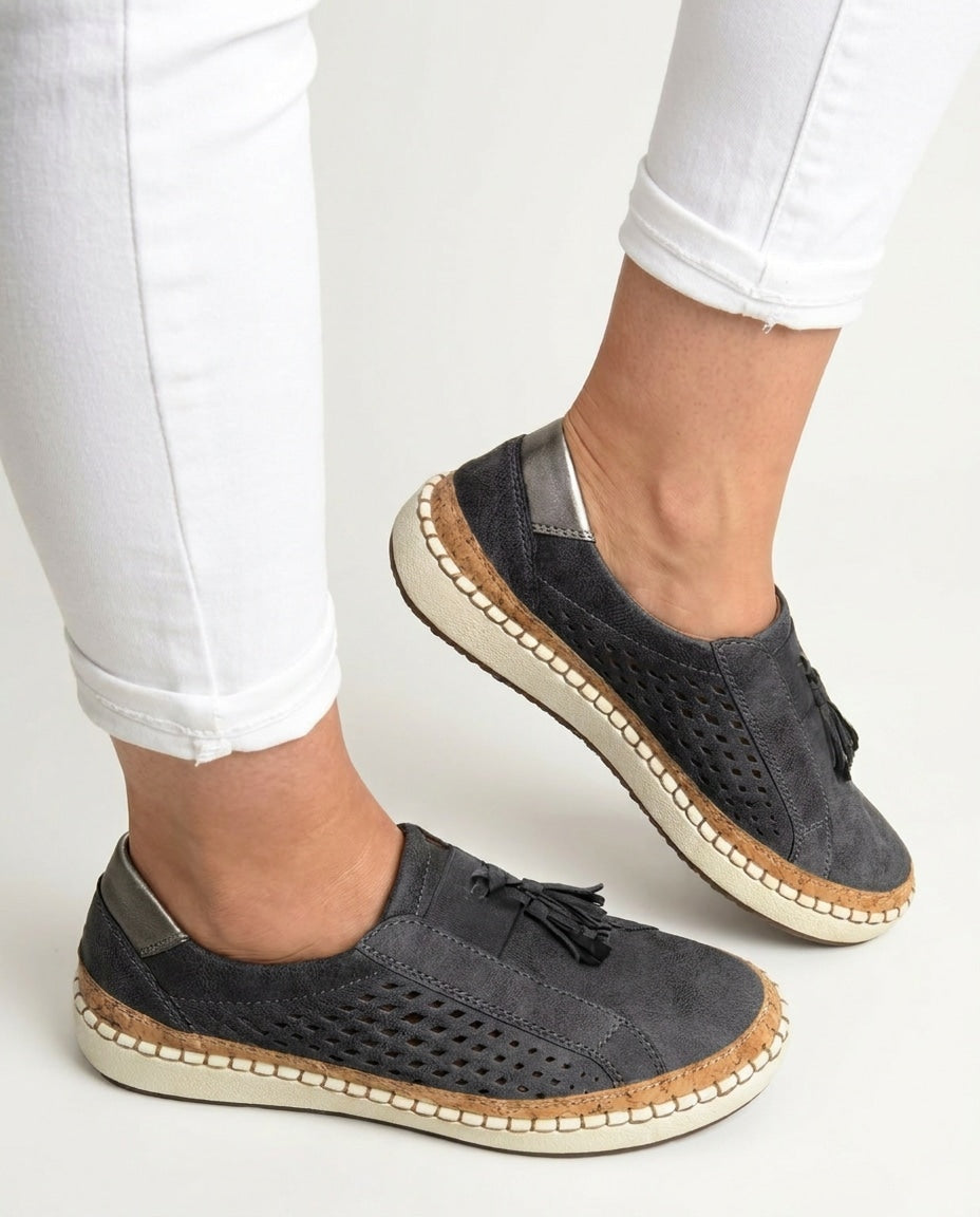 Perforated Tassel Slip-On Trainers