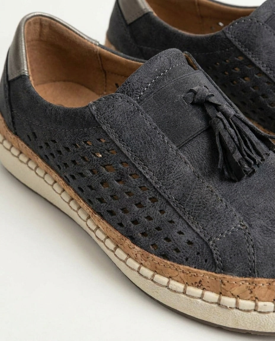 Perforated Tassel Slip-On Trainers