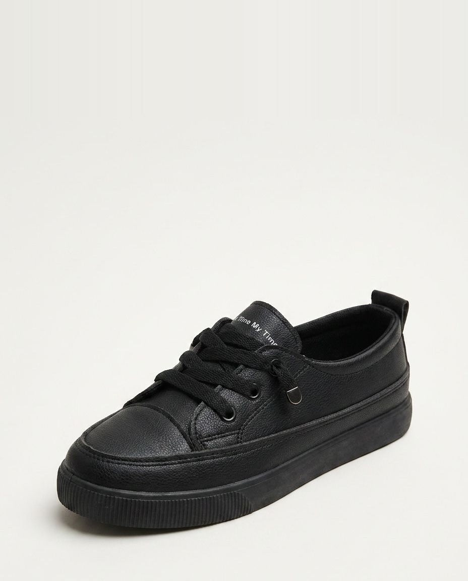 Ridged-Sole Low-Top Lace-Up Trainers