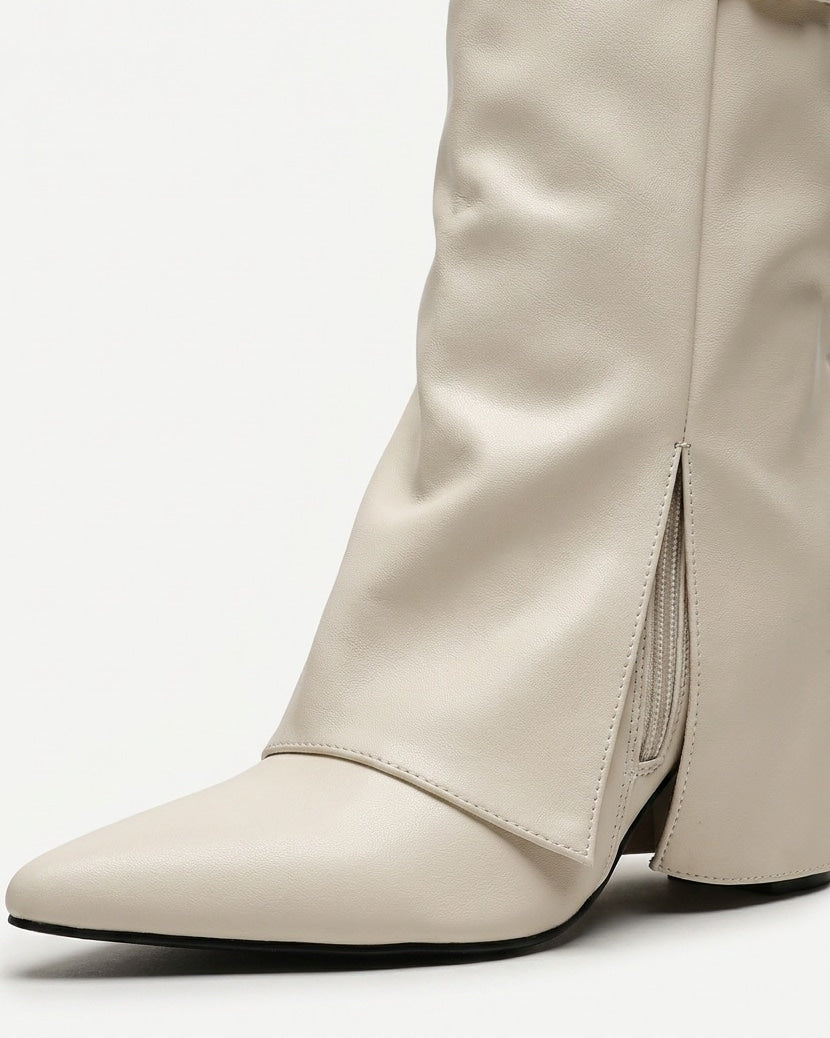 Buckle Strap Fold-Over Knee-High Boots