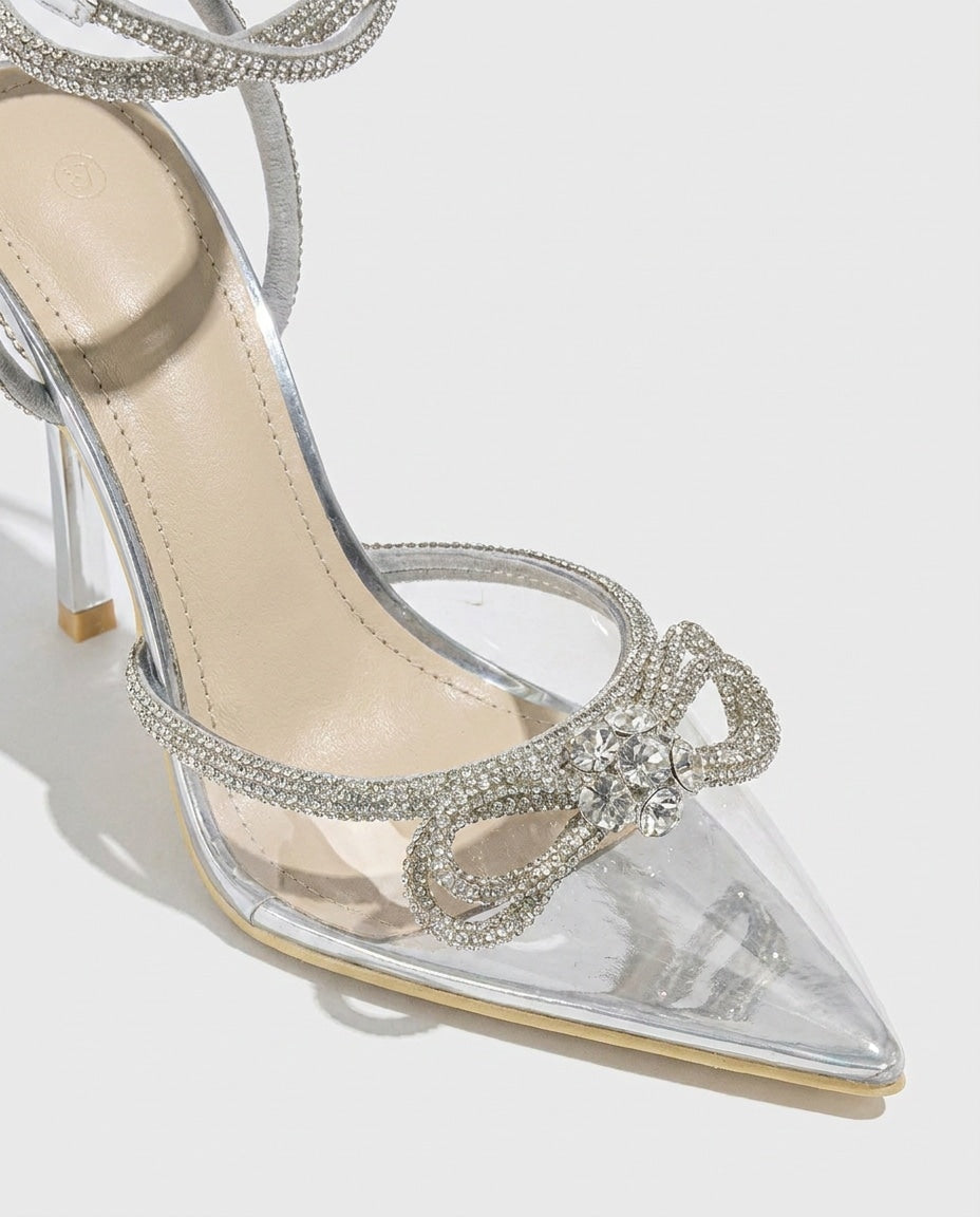 Diamante Bow Strappy Heels