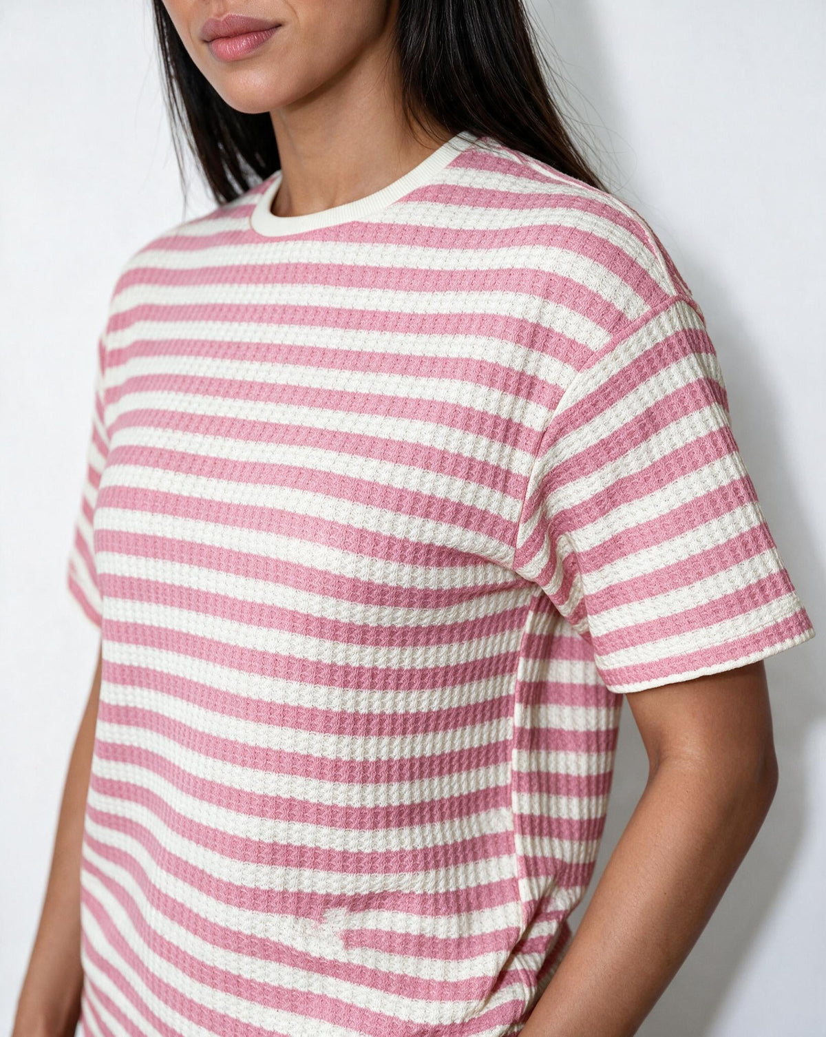 Striped Ribbed Short-Sleeve Loungewear