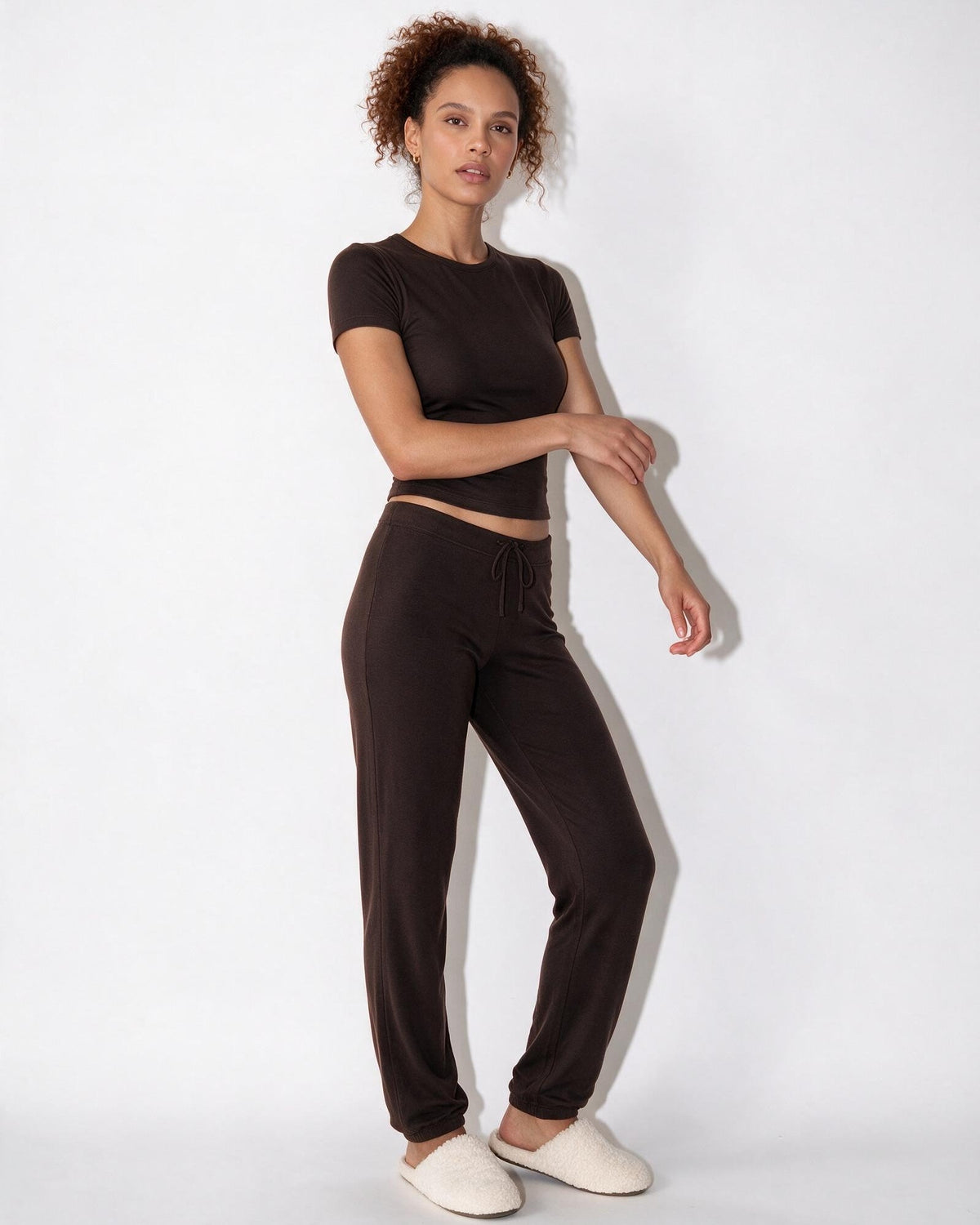Cropped Drawstring Crew Neck Loungewear