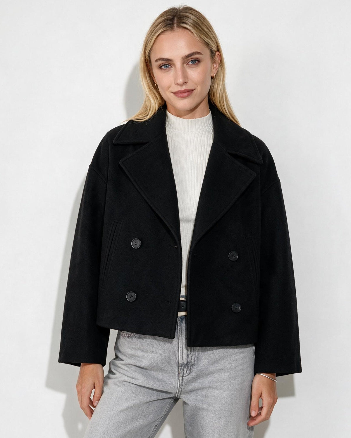 Cropped Oversized Double-Breasted Jacket