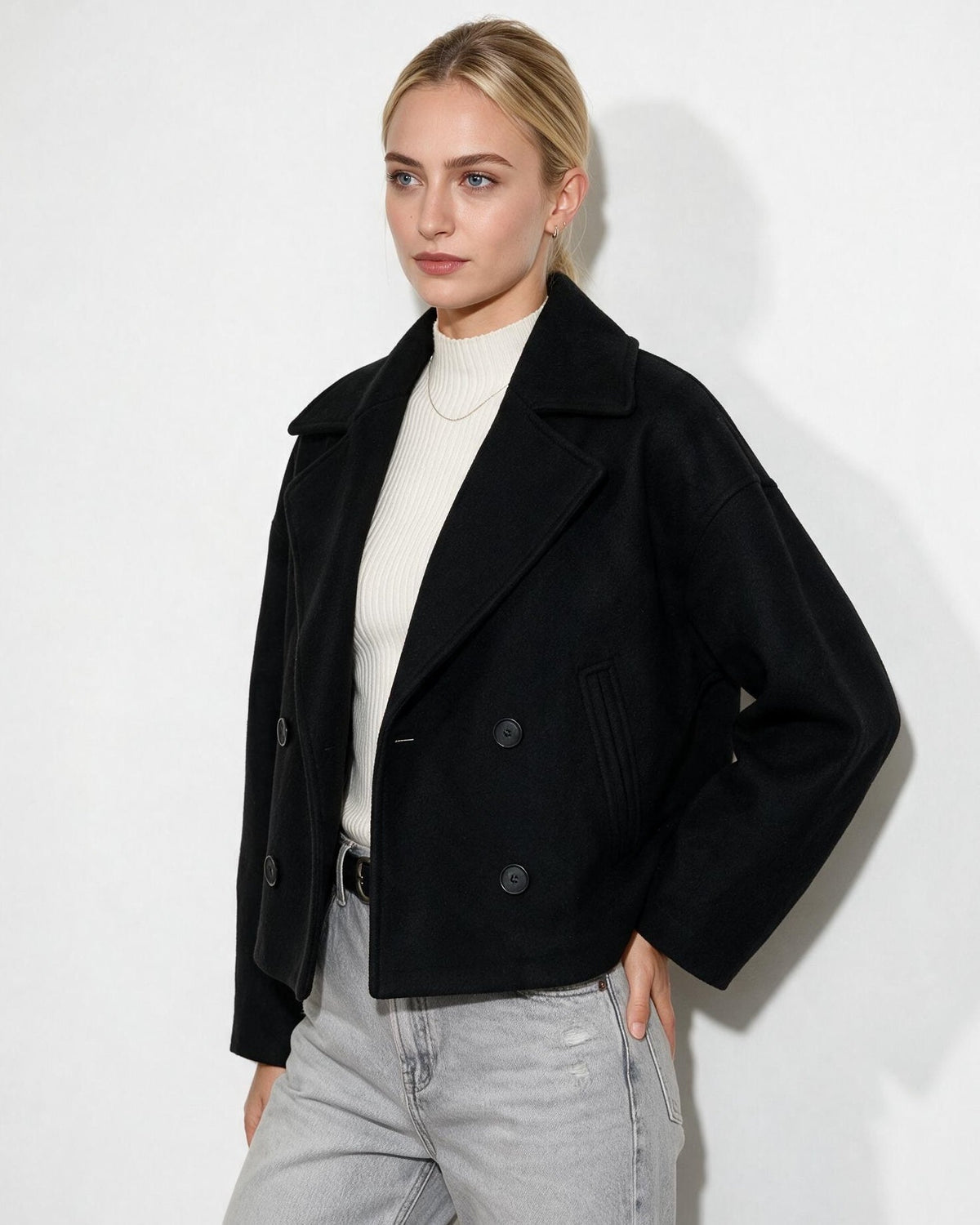 Cropped Oversized Double-Breasted Jacket
