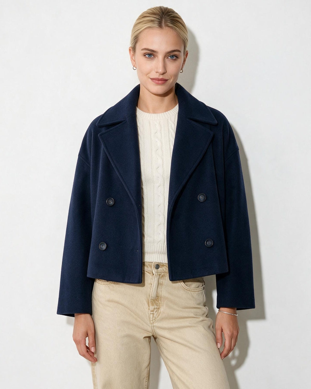 Cropped Oversized Double-Breasted Jacket