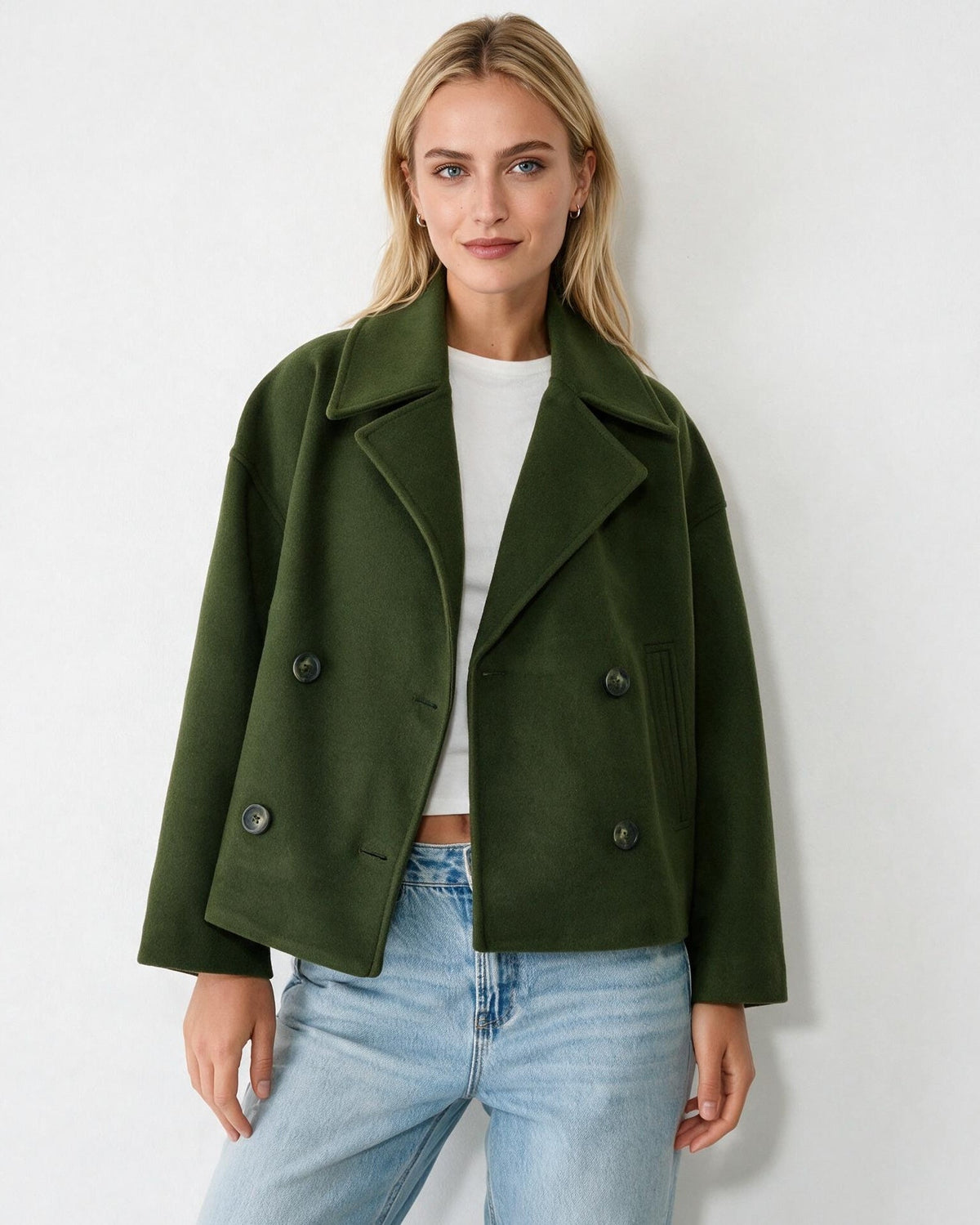 Cropped Oversized Double-Breasted Jacket