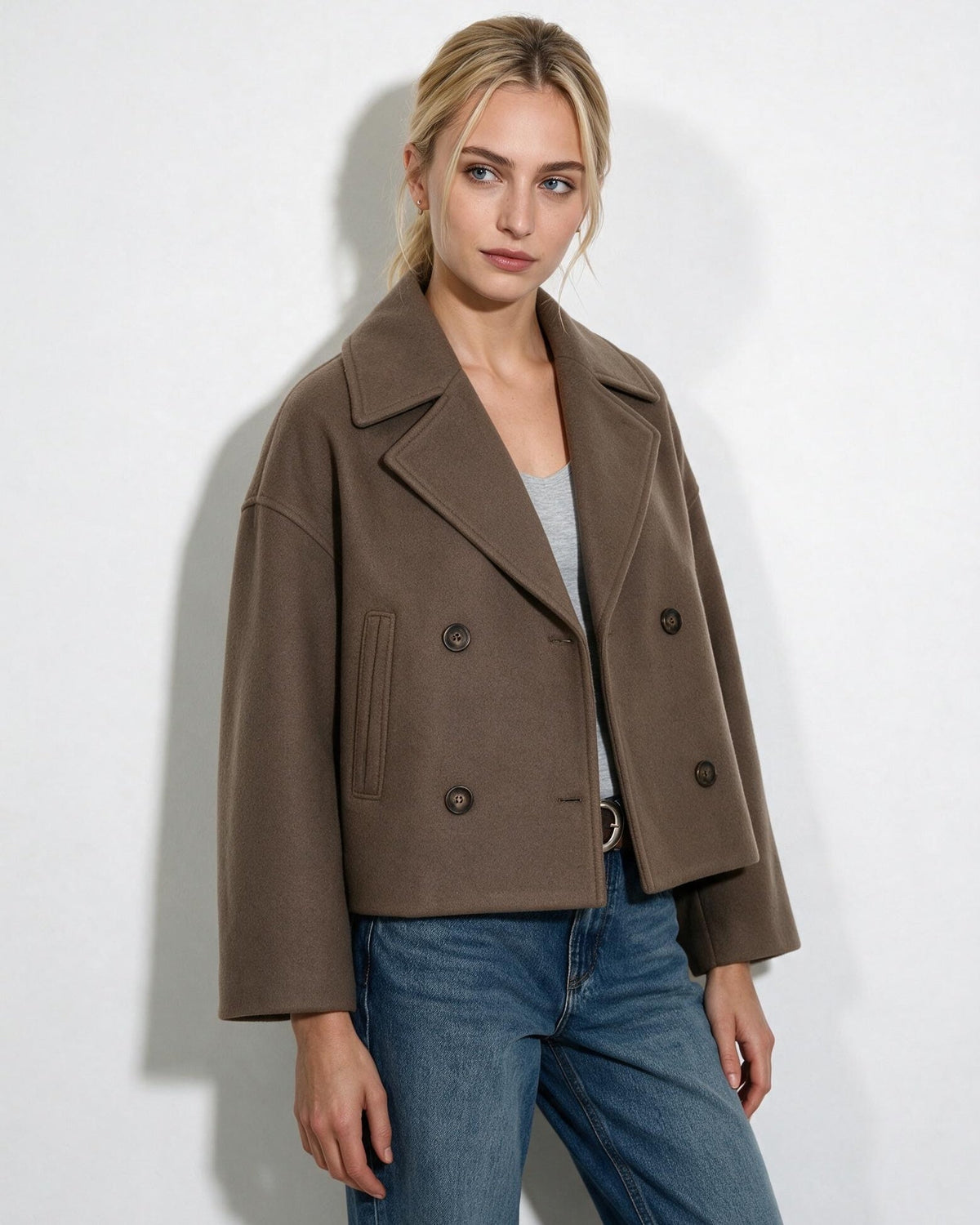 Cropped Oversized Double-Breasted Jacket