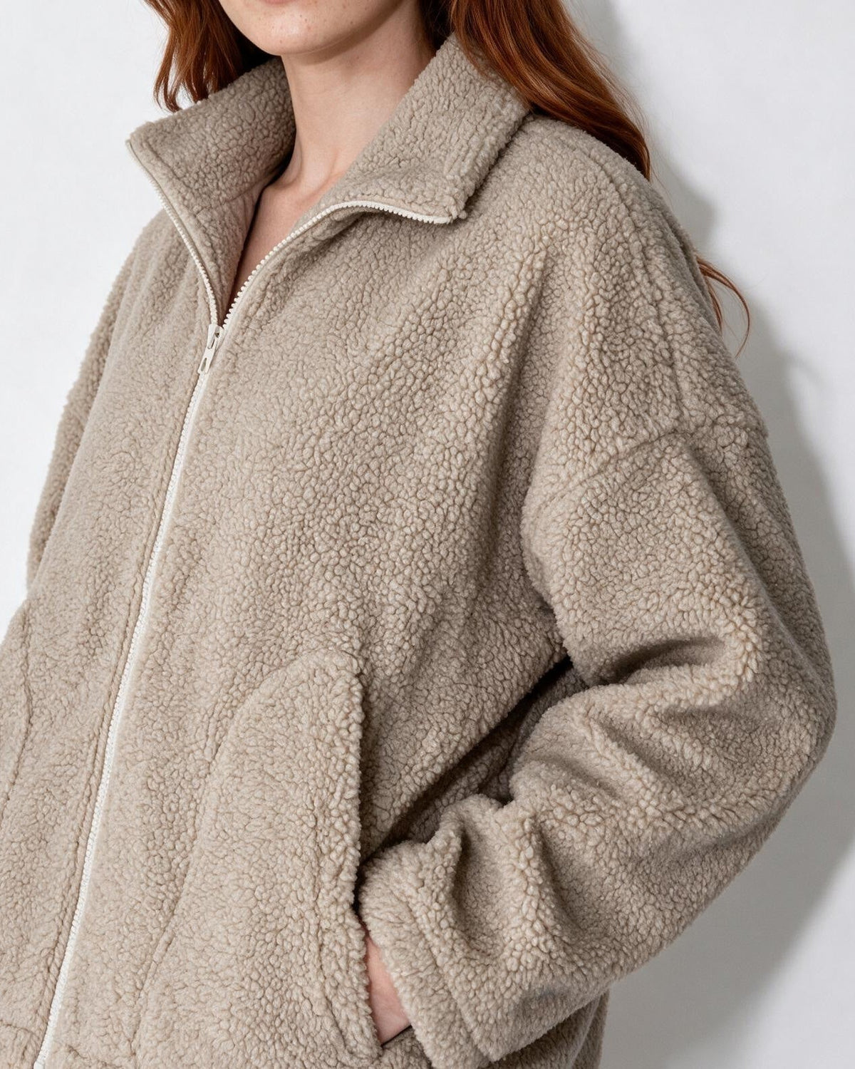 Cropped Zip-Through Funnel Neck Jacket