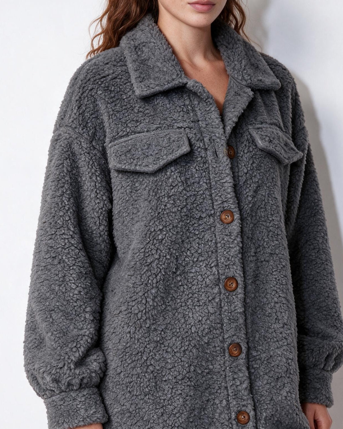 Teddy Longline Button-Front Coat