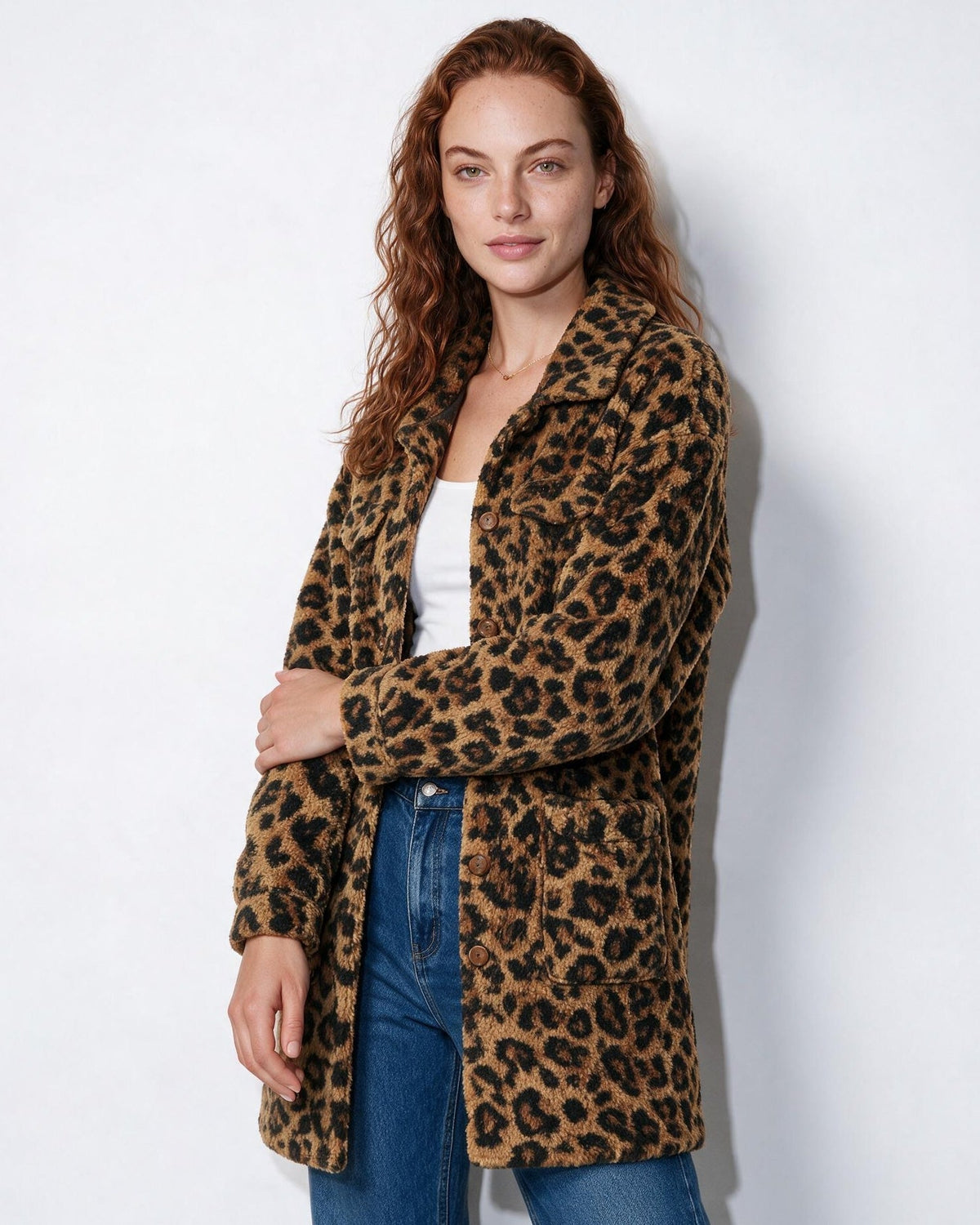 Teddy Longline Button-Front Coat