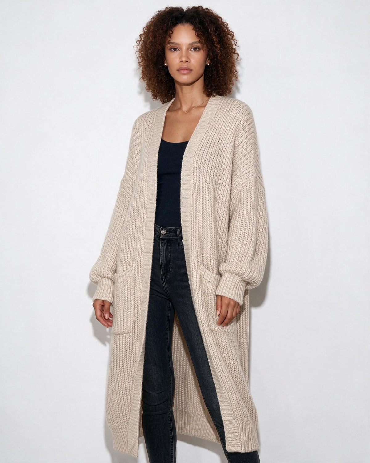 Oversized Open-Front Longline Cardigan