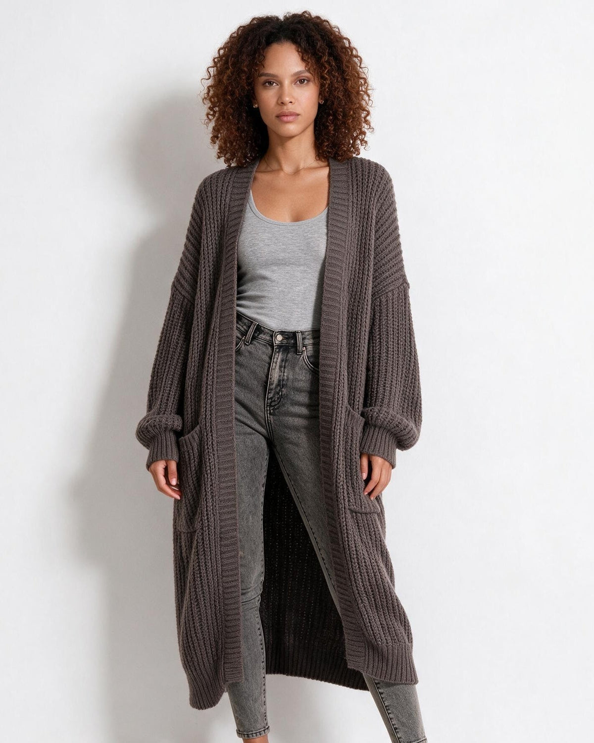 Oversized Open-Front Longline Cardigan