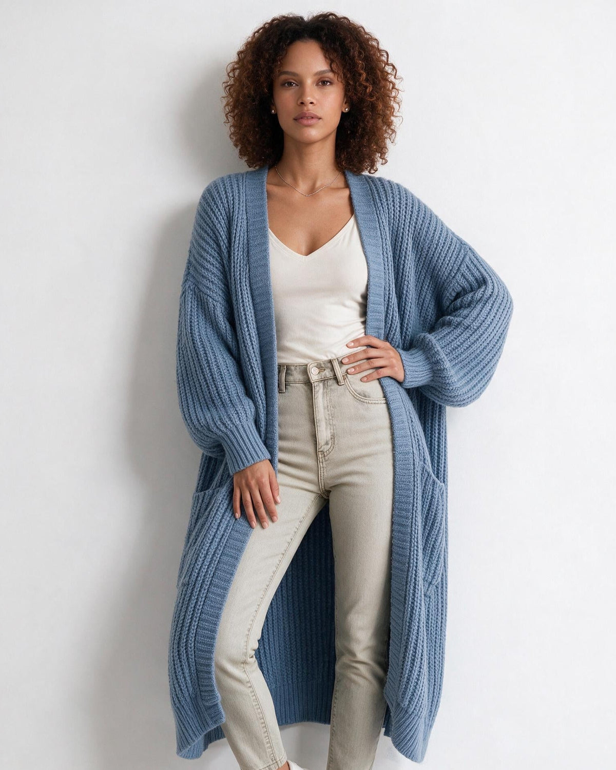 Oversized Open-Front Longline Cardigan