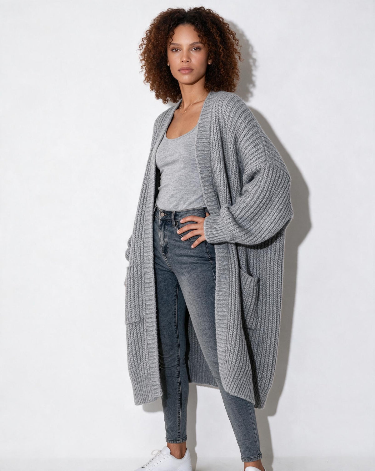 Oversized Open-Front Longline Cardigan