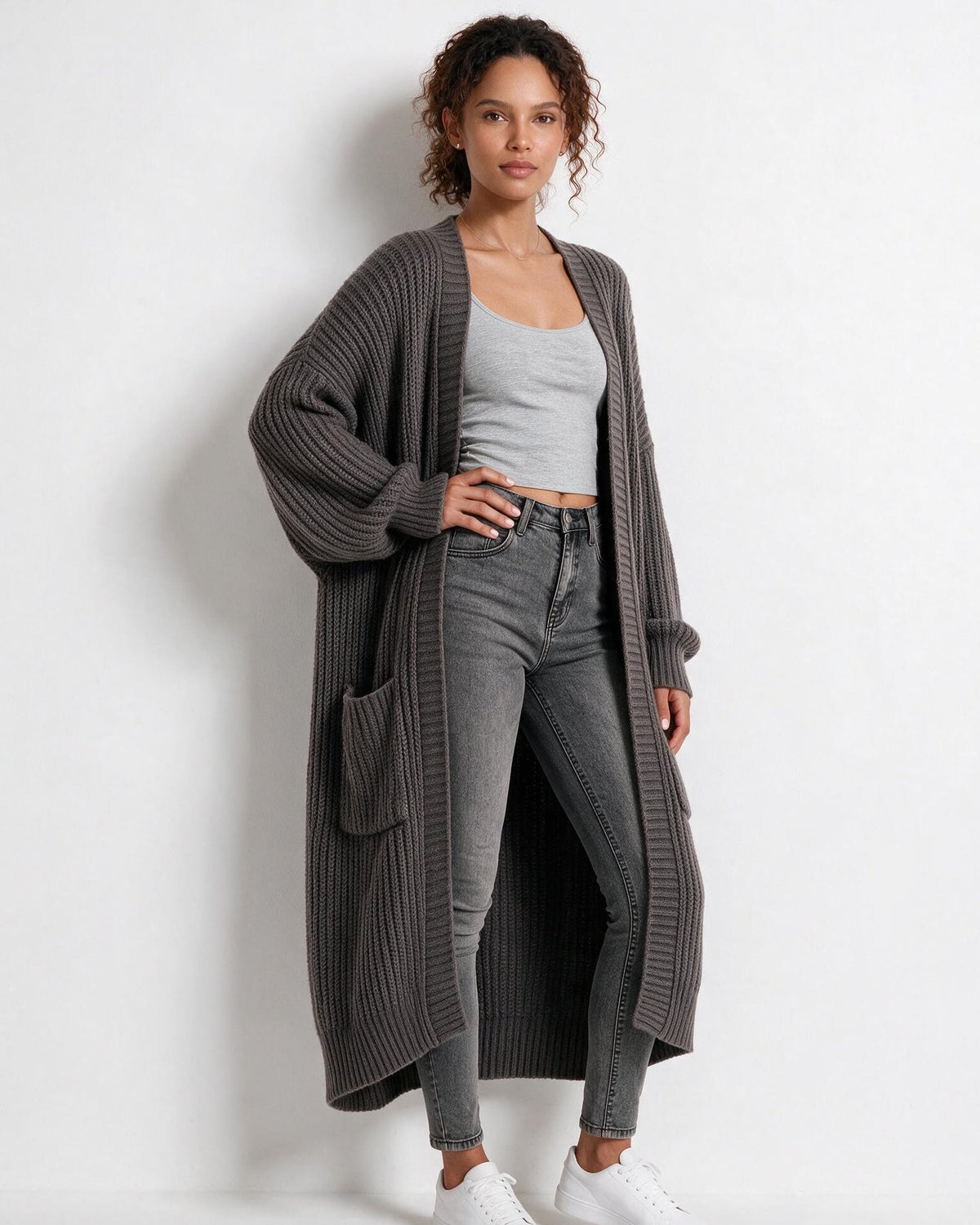 Oversized Open-Front Longline Cardigan