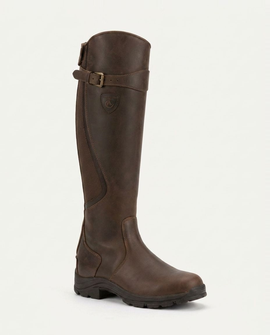Buckle Strap Leather Knee-High Boots