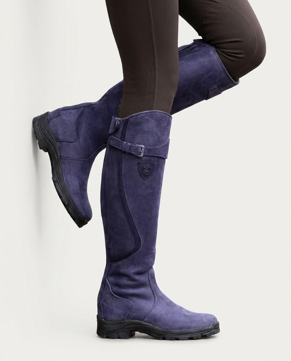 Buckle Strap Leather Knee-High Boots