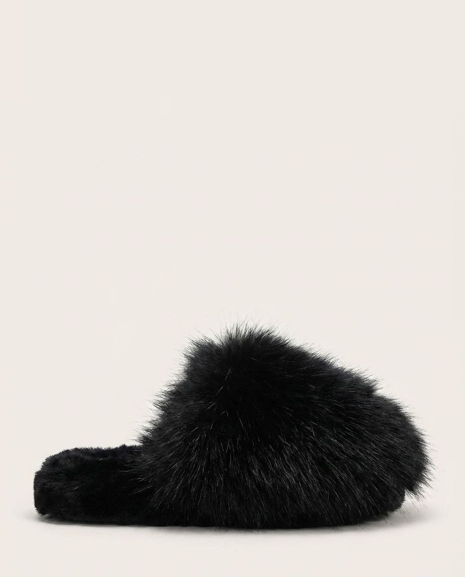 Fluffy Flat Mule Slippers
