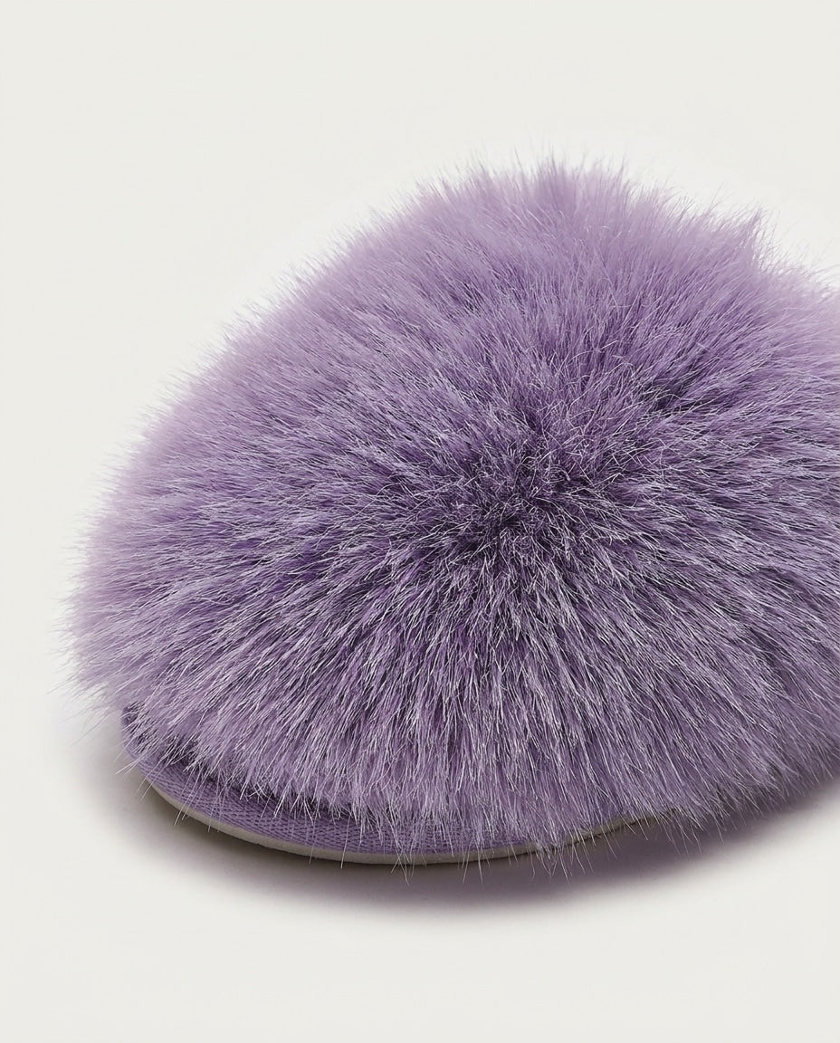 Fluffy Flat Mule Slippers