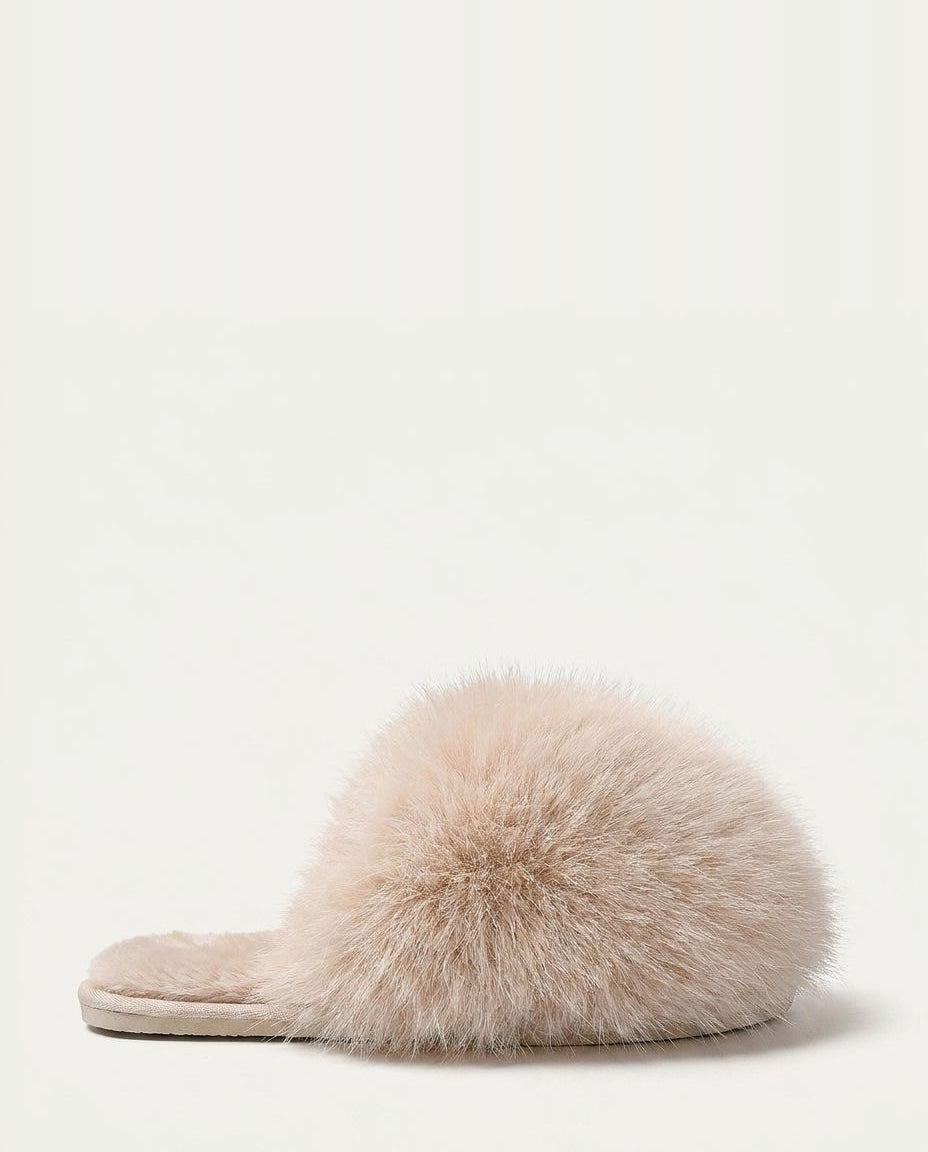 Fluffy Flat Mule Slippers