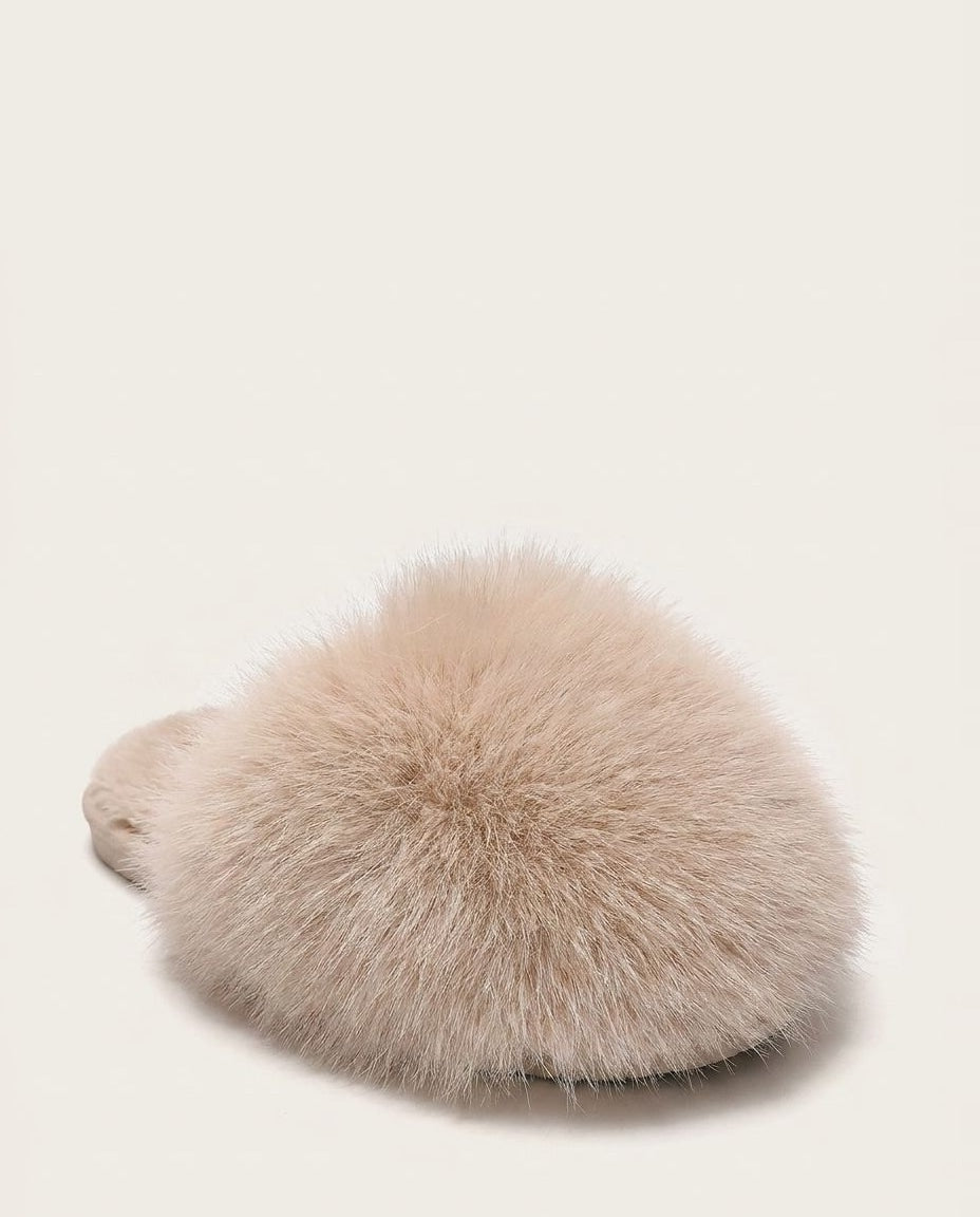 Fluffy Flat Mule Slippers