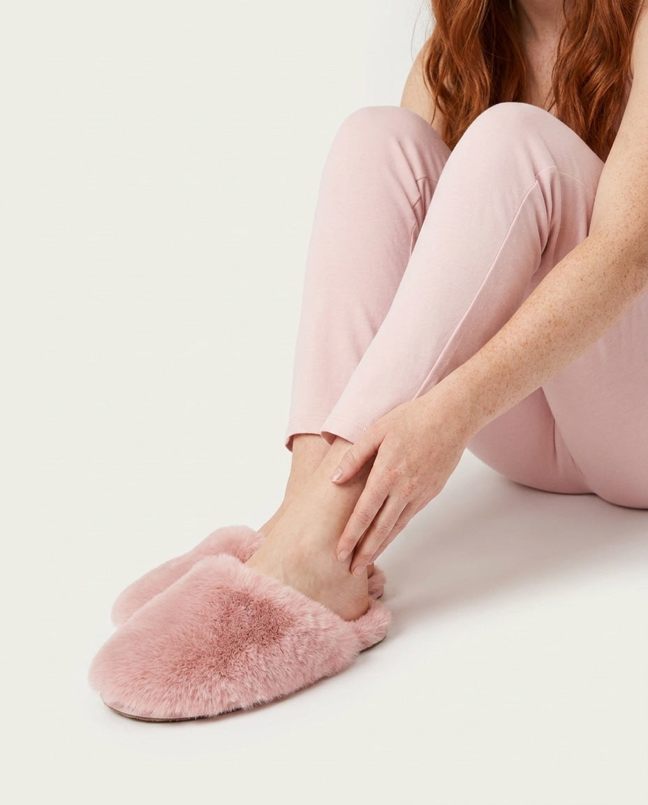 Fluffy Flat Mule Slippers