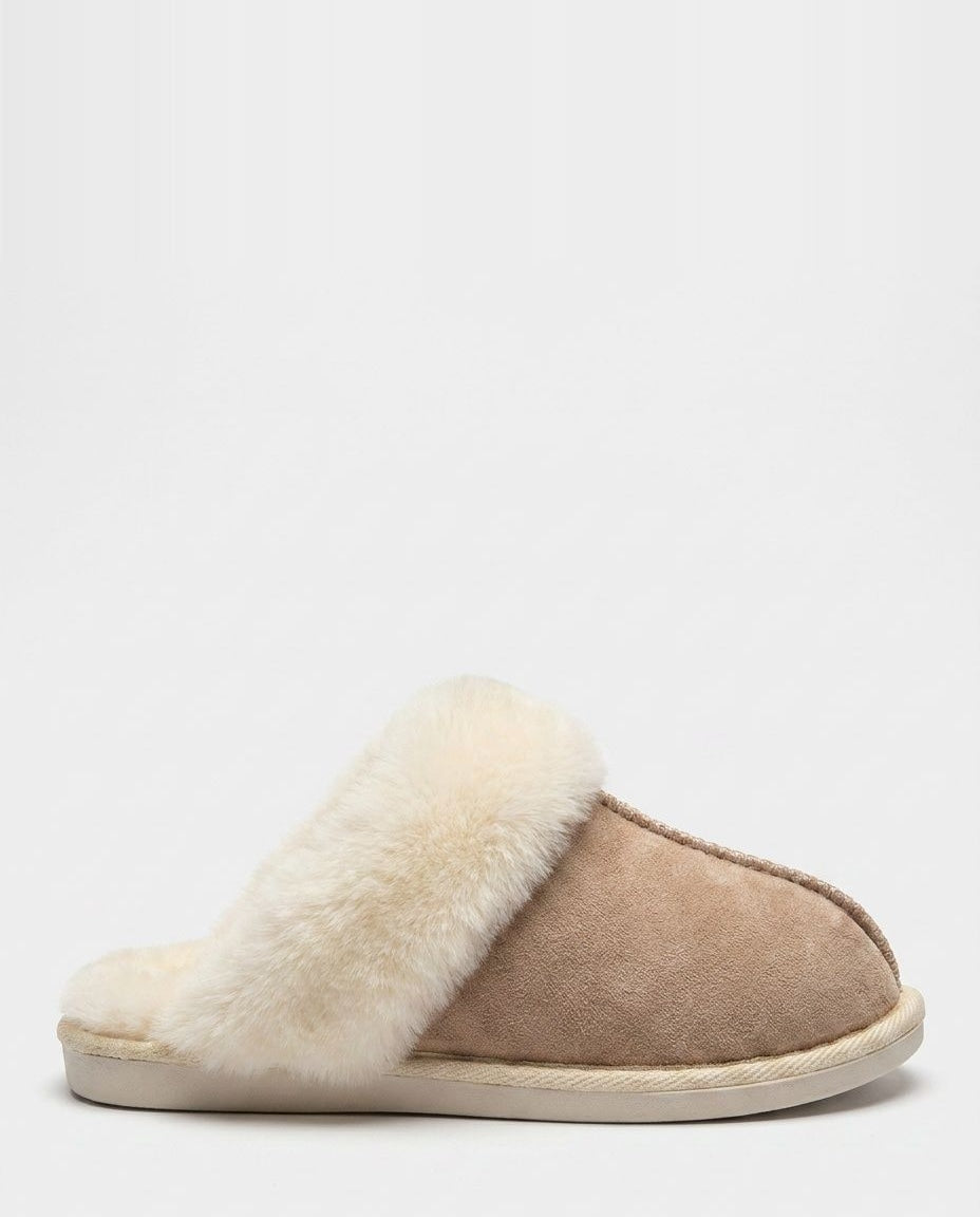 Fluffy Trim Scuff Slippers