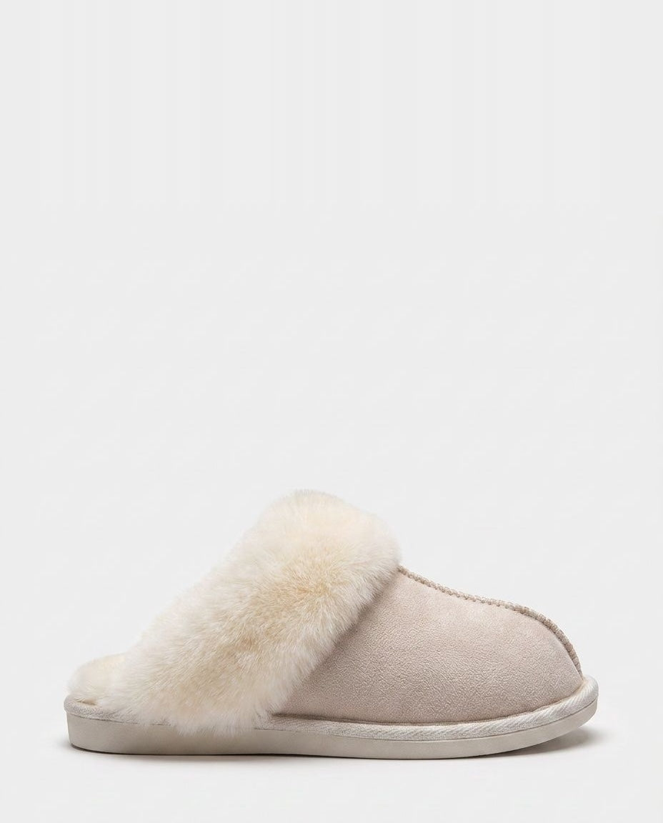Fluffy Trim Scuff Slippers