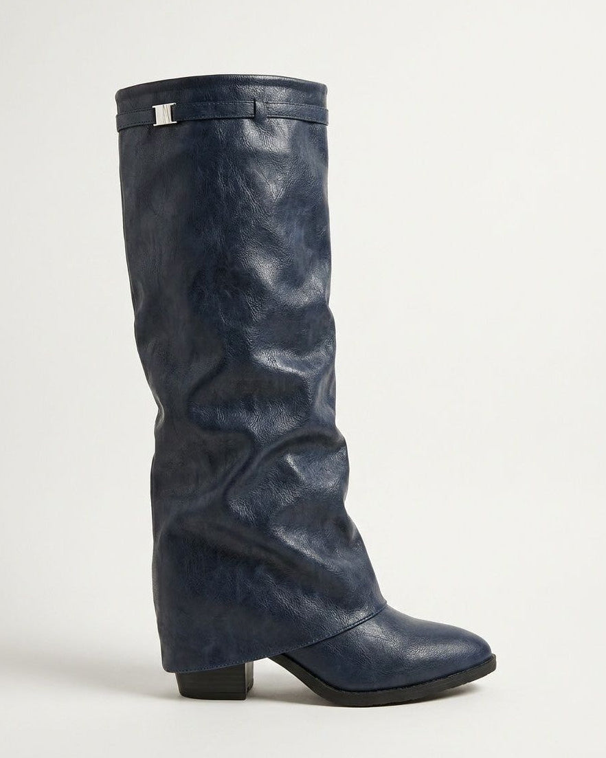 Slouchy Foldover Cuff Knee-High Boots
