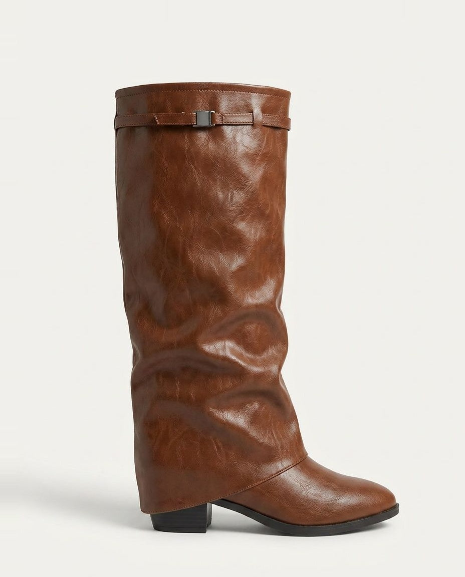 Slouchy Foldover Cuff Knee-High Boots