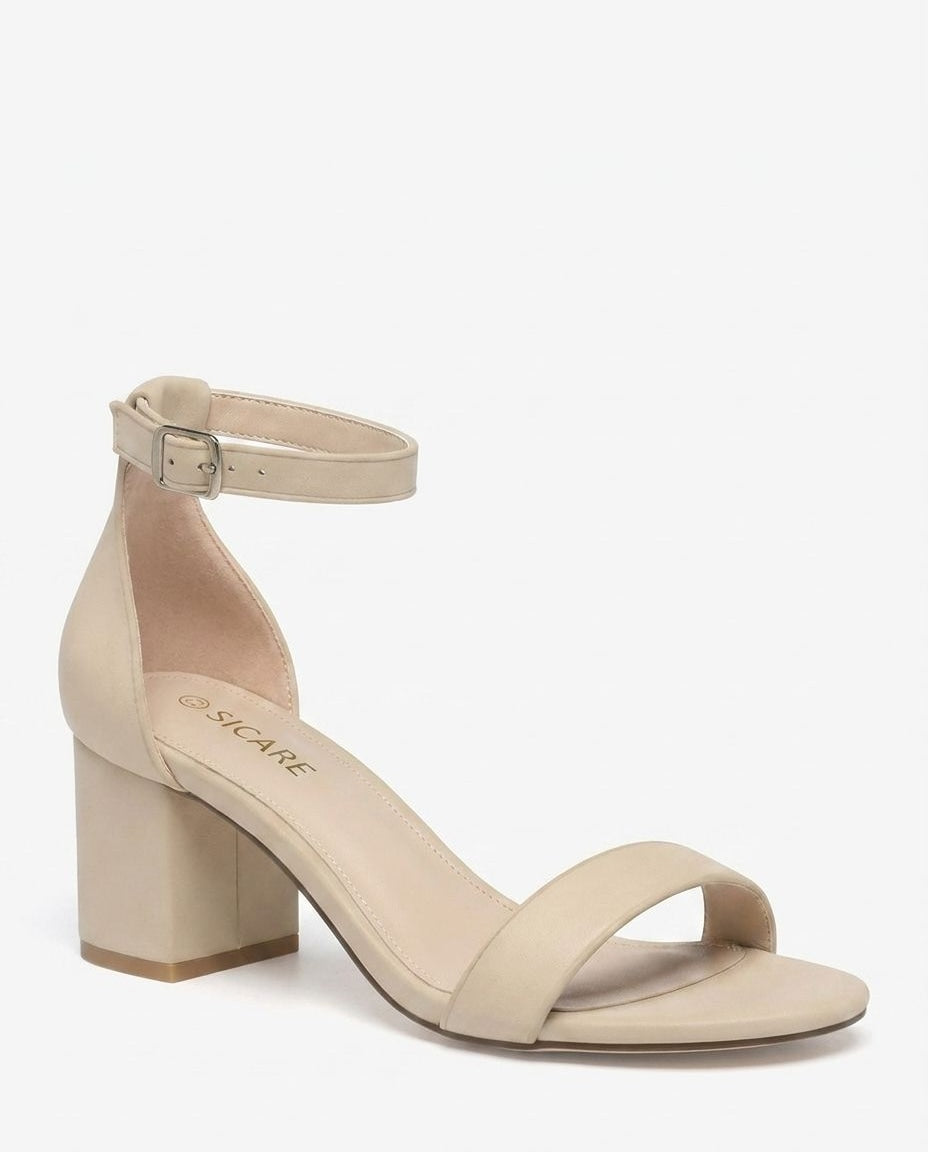 Buckle Ankle Strap Block Heel Sandals