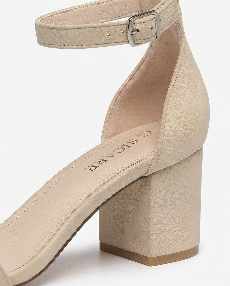 Buckle Ankle Strap Block Heel Sandals