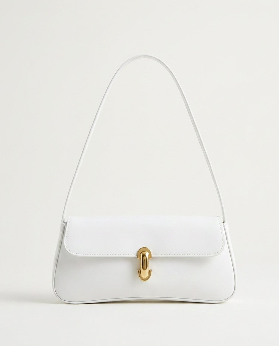 Patent Turn-Lock Baguette Shoulder Bag